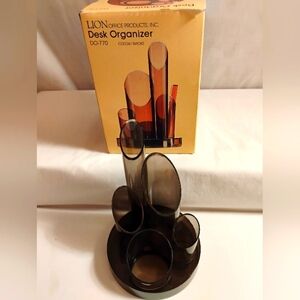 LION OFFICE PRODUCTS DESK ORGANIZER DO-770 SMOKE (NWOT)